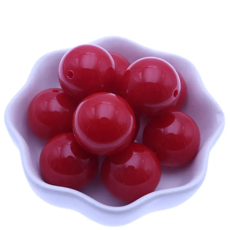 Online-Verkauf Big 20mm Chunky Round Charm Bunte rote Acryl Perlen