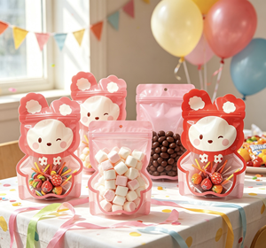 Bolsas con Cierre Personalizadas con Forma de Oso de Dibujos Animados, Ventana Transparente, Laterales Reforzados, para Dulces, Golosinas, Regalos, Desechables - Product Image 1