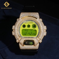 Vente flash Mode DW-6900 Style Hip Hop Bijoux sertis de diamants 925 Argent VVS1 Moissanite Cadran de montre couleur Moissanite Diamant avec GRA