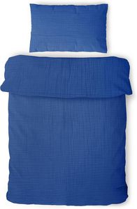 Juego de Sábanas Individuales de Tela Muselina, Funda de Edredón Azul Brillante, Juego de Fundas de Almohada de Gasa de 40*60 60*60 cm - Product Image 4