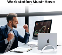 Support vertical pour ordinateur portable en acrylique poli sur mesure, organisateur gain de place, station d'accueil invisible pour MacBook, présentoir de bureau pour ordinateur portable
