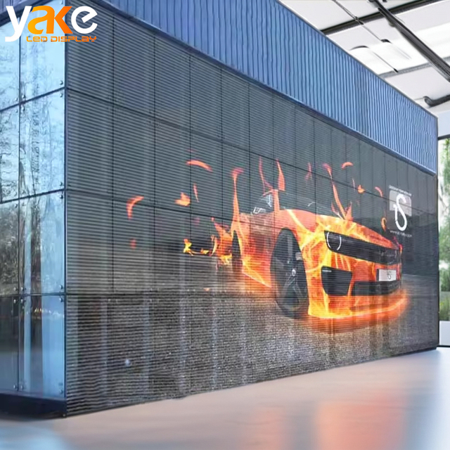 Indoor/Outdoor LED High Brightness Waterproof Transparent Curtain Wall Mesh Display Screen for Building Exterior and Interior