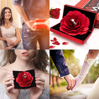 Roterende roosbloem voorstel ringdoos sieraden opbergdoos voor vrouwen Valentijnsdag bruiloft verlovingsverjaardag cadeau
