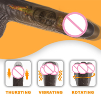 Jouets sexuels pour adultes : Masturbateur chauffant marron, télescopique, à poussée oscillante, en silicone, vibrateur réaliste de grande taille, et gros godemichés noirs pour femmes