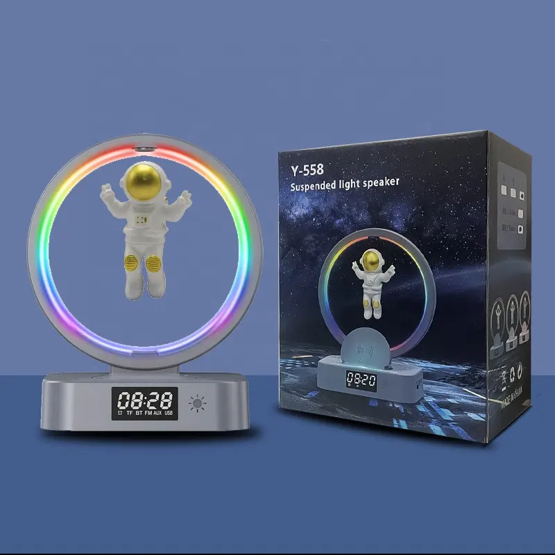 Lonvel Best Selling Stereo Sound Effect Spaceman Astronaut Wireless Speaker With Alarm Clock Music Play For Table Home