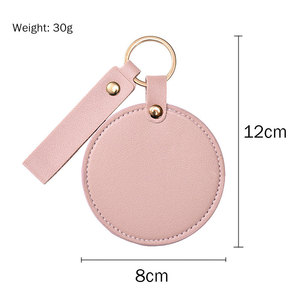 Khuyến mại vòng gương túi nhỏ gọn da PU Keychain gương nhỏ trang điểm Túi gương - Product Image 5