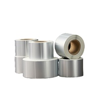 Étiquettes en PET de haute qualité, fabriquées en usine, argent mat, logo personnalisé, autocollant imperméable, résistant à la chaleur, étiquette argentée avec code-barres, en rouleau