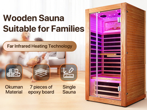 Cabine de sauna infrarouge à infrarouges lointains en bois massif Okoume pour une personne, avec luminothérapie, sauna sec d'intérieur, <span class=keywords><strong>pod</strong></span> de sauna infrarouge - Product Image 6