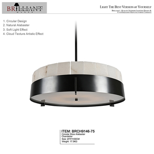 Chất lượng cao trong nhà nhà khách sạn phòng khách phòng ngủ lát tròn Alabaster thép đèn chùm - Product Image 5