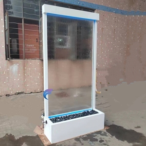 Fuente de agua de vidrio templado con base de acero inoxidable y cascada miniatura. - Product Image 3