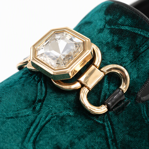 Mocasines de terciopelo verde esmeralda para hombre, zapatos de vestir sin cordones con punta redonda, hebilla con cadena de cristal dorado, para oficina, boda, fiesta, graduación - Product Image 4