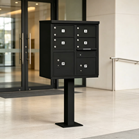Boîte aux lettres de type V USPS noire |   Boîtier de distribution à 6 prises pour maison et immeuble multi-familial