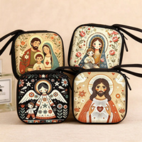 Étui pour chapelet catholique, sac pour perles de prière, Famille Sainte, Vierge Marie, Sacré-Cœur de Jésus, Art populaire, Étui pour chapelet catholique