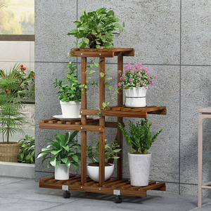 Floor-standing balcony flower pot <b>stand</b>, multi-tiered indoor flower rack, wooden flower <b>stand</b> for small spaces, living room - Product Image 1