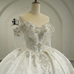 Robe de mariée bouffante vintage Jancember GT26007 avec broderie en satin et franges, style Sweetheart - Product Image 5