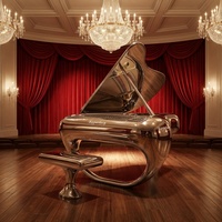 Sculpture de piano en acier inoxydable poli à la main, design personnalisé, décoration de haute qualité pour intérieur et extérieur, artisanat métallique