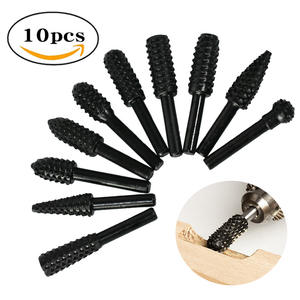 Juego de 10 lijas para carpintería con mango de acero al carbono, herramienta rotatoria eléctrica de forma irregular para tallado y pulido de madera - Product Image 4