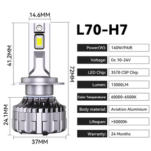 Sistema di illuminazione Auto 140W Super luminoso H1 H4 H7 <span class=keywords><strong>H11</strong></span> 9005 regolabile Auto faro a LED 12V-24V lampada anteriore rame tubo lampadina a LED X2 - Product Image 1