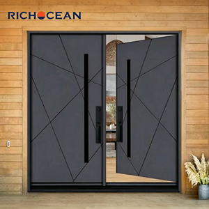 Porte anti-souffle en fonte d'aluminium italienne Porte de sécurité extrême extérieure avec verre Conceptions modernes de porte principale à l'épreuve des balles - Product Image 1