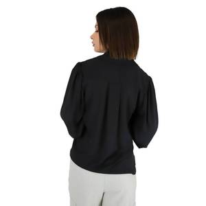 Camisa de Mujer Negra de Manga Larga con Botones, Blusa Casual de Talla Grande - Product Image 3