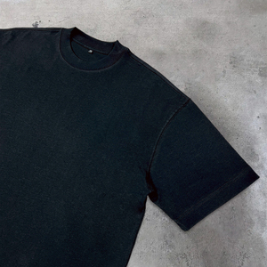 Wholesale Boxy Round Neck T Shirts High Quality Cotton Black Cropped Shirts for Men Drop Shoulder Oversized Blank T-Shirt - Product Image 4