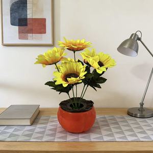 Plante artificielle de tournesol en pot, 24cm, décoration en plastique pour la maison, la chambre à coucher, la salle à manger - Product Image 3