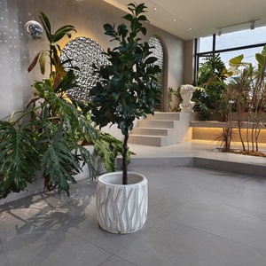 Pot de fleurs moderne géométrique orné en fibre de verre et ciment pour extérieur, pots de jardin en argile et ciment pour pépinière intérieure, lot de pots d'intérieur - Product Image 2