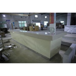 Comptoir de <span class=keywords><strong>bar</strong></span> à musique Led personnalisé <span class=keywords><strong>Bar</strong></span> en pierre blanche pure design de boîte de nuit commerciale pour salon VIP Design d'intérieur - Product Image 3