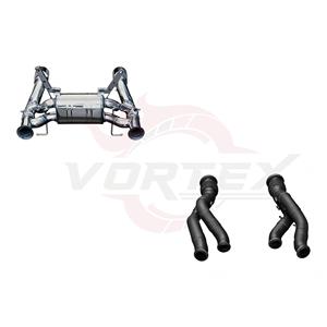 Système d'échappement complet en acier inoxydable Vortex pour Lamborghini LP700 Upgrade SVJ avec downpipes thermiques noirs et kit de embouts en maille - Product Image 4