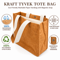 Sac fourre-tout Tyvek personnalisé, imperméable, léger, réutilisable, avec doublure en coton, plusieurs poches, fermeture à glissière, pour un usage quotidien