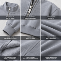 Ensemble de sweat-shirts personnalisés à col montant et quart de zip pour homme – Vêtements durables, teinture unie, coupe décontractée, épaules tombantes, pull demi-zip