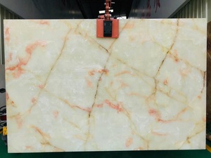 Boton đá tự nhiên đá đánh bóng trong suốt vàng rồng tấm đá cẩm thạch với màu hồng tĩnh mạch onyx đá gạch - Product Image 5