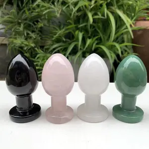 Wholesale Rose Quartz Butt Plug Yoni Wand Black Obsidian Anal Plug Quartz Dildos Crystal Anal Butt Plugs For Women Sex Toys