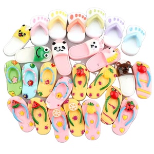 Crafted Lovely Flat Back Slipper Flops with Flower Fruit Animal Resin Cabochon Charms for Souvenirs Artificial Style