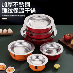 Stainless Steel Alcohol Stove Mini Hot Pot Hammer Patterned Dry Boiler Heat Resistant Smokeless Pan Orange Color - Product Image 2