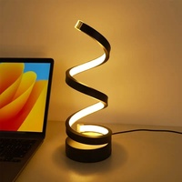 Lampe de table LED spirale moderne exclusive 2025 pour e-commerce transfrontalier, lumière d'ambiance, alimentation USB, commande par bouton-poussoir pour chambre à coucher