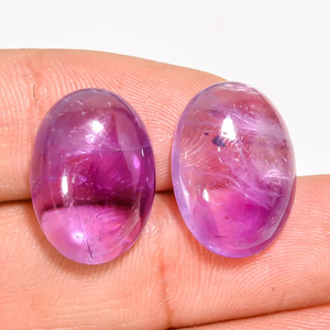 24 ct. Paire de cabochons en améthyste naturelle GPJ-1139 18X13X7mm pierres opale violettes polies à la main de taille ovale bricolage pierres précieuses en vrac pour - Product Image 1