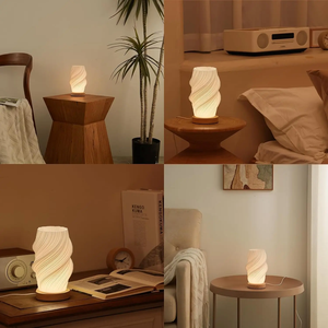 LED 3D Vase Night <b>Light</b> USB Rechargeable Wooden Base Table Lamp Warm <b>Light</b> Adjustable for Indoor Bedroom Decoration Bedside Lamp - Product Image 5
