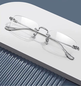 <span class=keywords><strong>Lunettes</strong></span> de <span class=keywords><strong>lecture</strong></span> anti-lumière bleue horizontales sans monture en métal, design élégant, verres dorés transparents, unisexe - Product Image 1