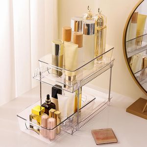 Transparent Double Tier Eco-Friendly Stainless Steel White Grey Kitchen Bathroom Racks Cabinets Pull-out Sink Organizers <b>Storage</b> - Product Image 3