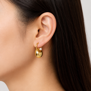 Pendientes de Aro con Perlas Ovaladas, Acero Inoxidable, Chapado al Vacío en Oro de 14K, Perlas de Imitación - Product Image 5