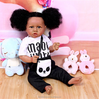 Boneka Reborn Lifereborn Berbobot Warna Hitam untuk Mengatasi Kecemasan, Sentuhan Lembut, Mainan Bayi dari Silikon Vinyl Penuh
