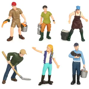 Özelleştirilmiş OEM fabrika yapımı plastik minyatür insan figürü oyuncaklar PVC çiftçi işçiler insanlar modeli action figure