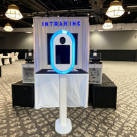 Photomaton portable ovale pour iPad avec anneau lumineux RGB et support de flash parapluie, machine à selfie pour location événementielle (mariages, anniversaires)