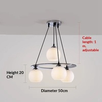 Lustre LED en fer et verre noir pour restaurant, moderne, simple, chaleureux, pour salle à manger, chambre, bar, escalier, avec variation de trois couleurs, créatif