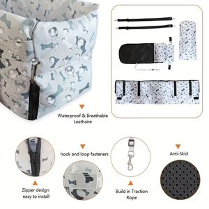 Funda Protectora Portátil para Asiento Trasero de Coche para Mascotas, Asiento Elevador Plegable de Poliéster para Viajes con Mascotas, Hamaca con Asa para Viajes al Aire Libre - Product Image 5