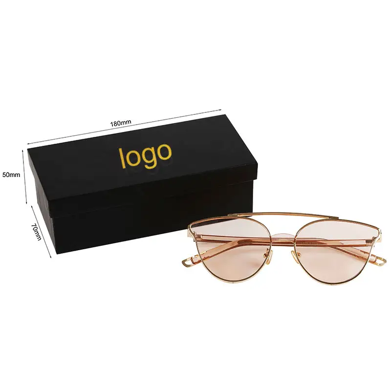 Embalagem de óculos de sol com logotipo personalizado, caixa de óculos de sol em tecido preto, estojo para óculos