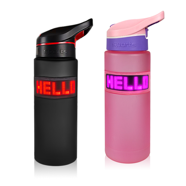 Outdoor Sport Water Bottle With LED Display Programmable Message LED Screen Water Bottle Led Light