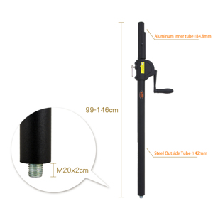 Support de haut-parleur extensible WP-164B-1 à hauteur réglable, avec manivelle pour subwoofer - Product Image 2