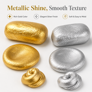 Argilla metallica oro e argento ad asciugatura all'aria, argilla liscia non tossica per modellare, materiale fai-da-te per la creazione di gioielli fatti a mano - Product Image 3